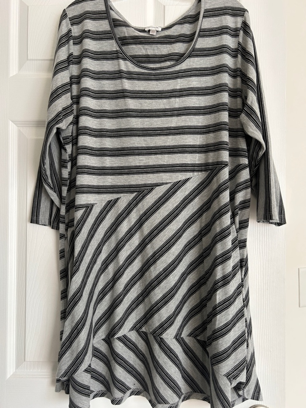 Avenue Gray and Black Striped Tunic Top